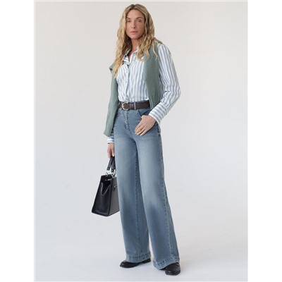 Джинсы трубы прямые с декоративной стиркой из эластичного денима