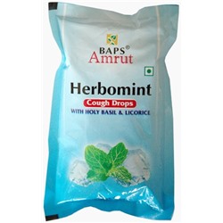 HERBOMINT Cough Drops With Holy Basil & Licorice, BAPS Amrut (ГЕРБОМИНТ леденцы от кашля с тулси и солодкой, БАПС Амрут), упаковка 20 шт.