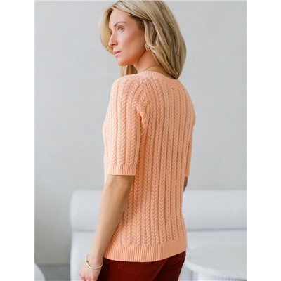 Джемпер фактурной вязки из хлопка с кашемиром