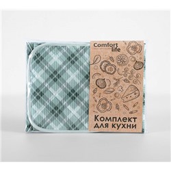 Набор для кухни из рогожки Плетение 2 набор для кухни 3 предмета 000000126357 , Фартук 60х70, прихватка 20х20, салфетка 47х60