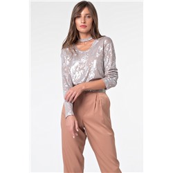 Блузка нарядная трикотажная блестящая мокко