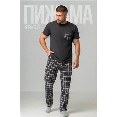 Мужская хлопковая пижама с брюками Happyfox