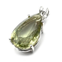 Подвеска С925 с аметистом зеленым капля 15*25мм, 8г.