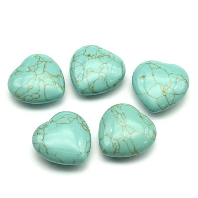 Сердце из бирюзы иранской имитация 30*30*12мм, 16г