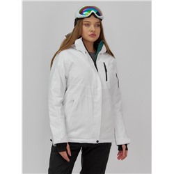 Горнолыжная куртка женская зимняя белого цвета 7015_1Bl
