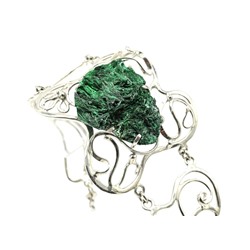 Браслет с плисовым малахитом, 17,5см.