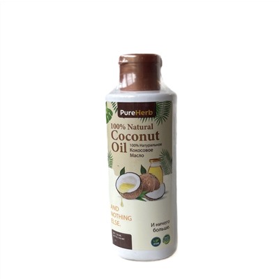 100% Natural COCONUT OIL and Nothing Else, Pure Herb (100% Натуральное КОКОСОВОЕ МАСЛО. И ничего больше. Для тела и волос, Пьюр Херб), 150 мл.