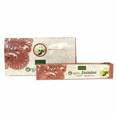 ORGANIC Garden JASMINE Premium Masala Incense, Nandita (ОРГАНИК Гарден ЖАСМИН премиум благовония палочки, Нандита), 15 г.