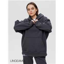 Женский худи оверсайз из футера с начесом Lingeamo темно-серый ВК-24 (13)