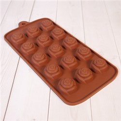 Форма силиконовая для шоколада "Роза" 20*10 см, 15 ячеек