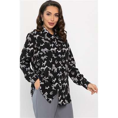 Рубашка с принтом Надель (черная) Б14360-16М
