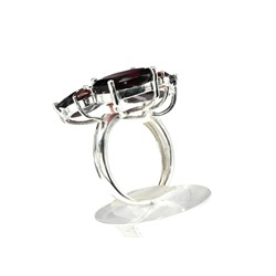 Кольцо и Серьги С925 с гранатом, размер 19, 28,6г