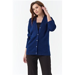 Кардиган вязаный оверсайз короткий на пуговицах ультрамариновый