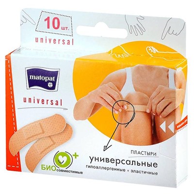 Набор пластырей универс. 1,9см*7,6см MATOPAT UNIVERSAL 10шт