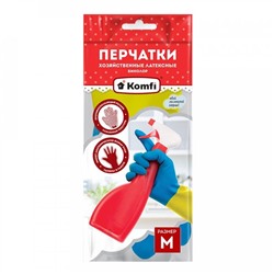 Перчатки Латексные хоз. БИКОЛОР синий+желтый  M  Komfi