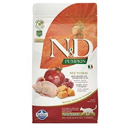 Фармина N&D Cat Pumpkin перепел, тыква, гранат для кастрированных, 0,3кг 2044-15АГ