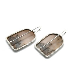 Серьги агат моховой 28*40мм