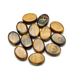 Ведьмины руны из тигрового глаза "Овал" 13шт, 20*15мм
