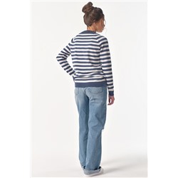 Джемпер вязаный свободный в полоску синий