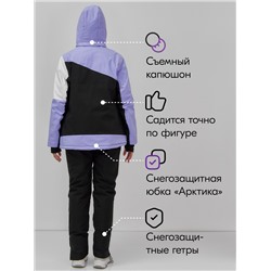 Горнолыжный костюм женский зимний большого размера сиреневого цвета 07083Sn
