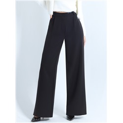 Брюки-палаццо черные с защипами