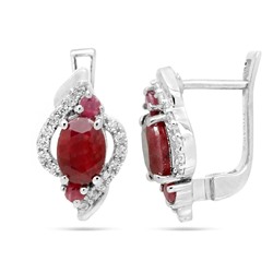 Серьги из серебра рубин корунд, Антонина