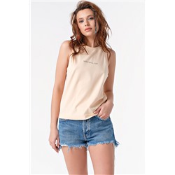 Топ трикотажный без рукавов из хлопка ванильный