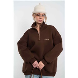 Свитшот на молнии из футера коричневого цвета