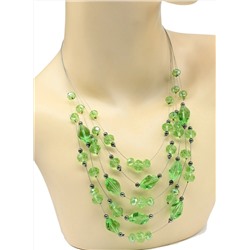 Колье и серьги 5 нитей с цирконом цв.салатовый, 45см