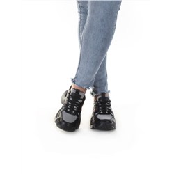 DHJ03-1 BLACK Кроссовки женские (нат.кожа, нат.замша, текстиль) размер 38