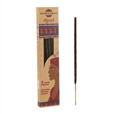 MYRRH Artisanal Organic Incense, Sacred Elements (Натуральные благовония ручной работы МИРРА, Секретные Элементы), уп. 10 палочек