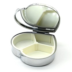 Таблетница "Сердце" на 3 отсека камень содалит, серебристая