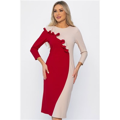 Платье Эванесса (красно-бежевое) П12743-35М