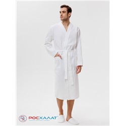 Мужской вафельный халат с планкой белый В-03 (9)