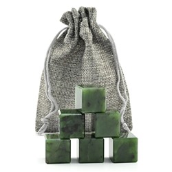 Камни для виски в холщевом мешочке 6 кубиков из нефрита.