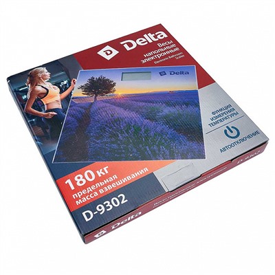 Весы 180 кг 28×28 см электронные напольные DELTA D-9302 "Лавандовое поле"