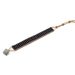 Браслет с авантюрином синим цилиндр 4*14мм, 16-19см