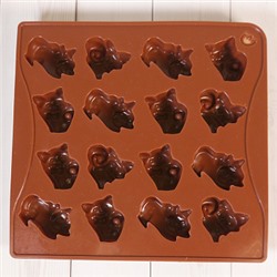 Форма силиконовая для шоколада "Котята" 18*17 см, 16 ячеек