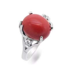 Кольцо из серебра коралл, МЦВА174