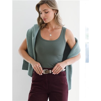 Топ из трикотажа в широкий рубчик