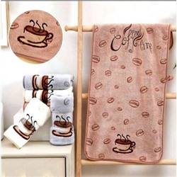 Полотенце из микрофибры "Магия кофе" с атласной каймой 35*75 см.
