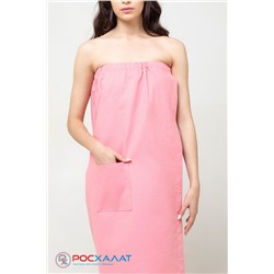 Женское вафельное парео на липучке брусничный В-09 (22)