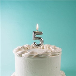 Свеча для торта "Цифра 1", серебряная 6 см