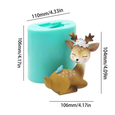Силиконовый молд 3D «Олень мама с птичкой»