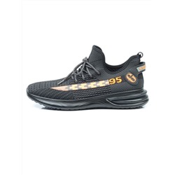HA102-3 BLACK/ORANGE Кроссовки летние мужские (текстиль) размер