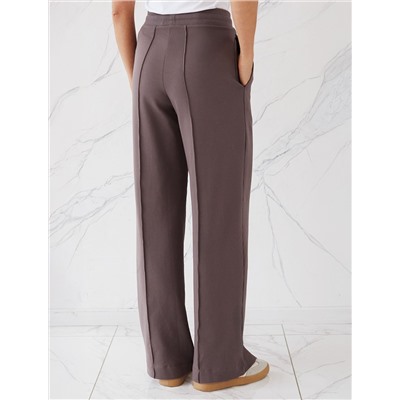 Прямые трикотажные брюки на резинке из футера двухнитки эластичные