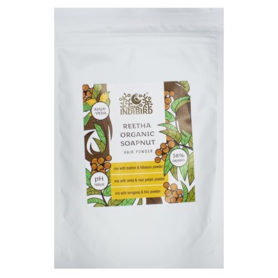 REETHA SOAPNUT Powder, Indibird (Маска для волос РИТХА, МЫЛЬНЫЕ ОРЕШКИ ПОРОШОК, Индибёрд), 100 г.