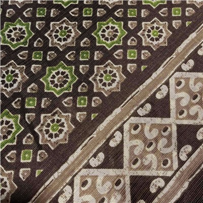 Сари STOBERY SILK с печатным графическим принтом ВОСЬМИУГОЛЬНИКИ, цвет КОРИЧНЕВЫЙ (Size: Onesize, с отрезом для блузы), 1 шт.