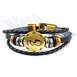 Кожаный браслет с застёжкой Знаки Зодиака GEMINI - БЛИЗНЕЦЫ (кож. зам., длина 21 см.), 1 шт.