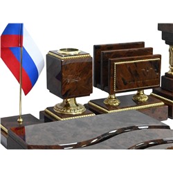 Настольный набор из обсидиана "Георгий Победоносец" 1300*600*390мм